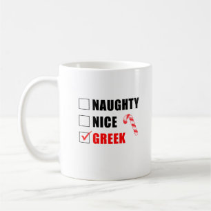 Naughty Nice Greek Christmas Design Coffee Mug