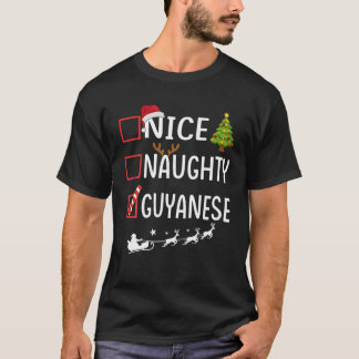 Naughty Nice guyanese Christmas Pajamas Santa Clau T-Shirt