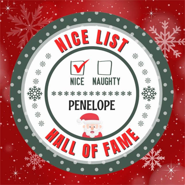 Naughty Nice Hall of Fame Green Christmas Sticker (Get the matching Naughty sticker for a great couples gift. Merry Christmas!)