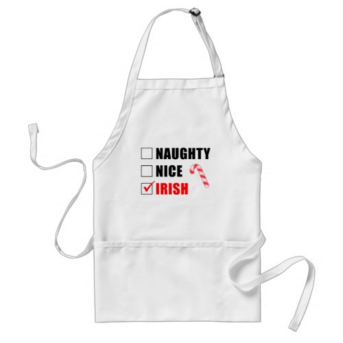 Naughty Nice Irish Christmas Design Adult Apron