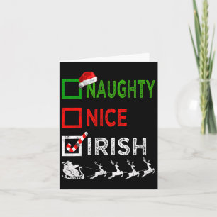 Naughty Nice Irish Christmas Pajamas Funny Santa H Card
