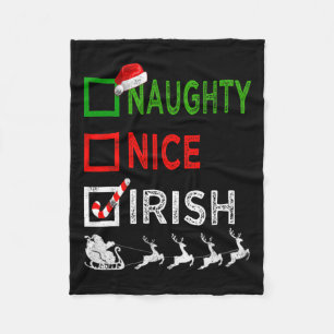 Naughty Nice Irish Christmas Pajamas Funny Santa H Fleece Blanket
