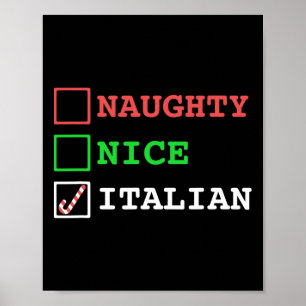 Naughty Nice Italian Xmas Funny Christmas Italy Jo Poster
