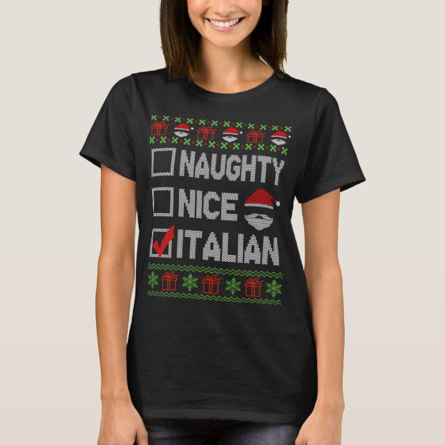 Naughty Nice Italian Xmas Santa Ugly Sweater Funny (Front)