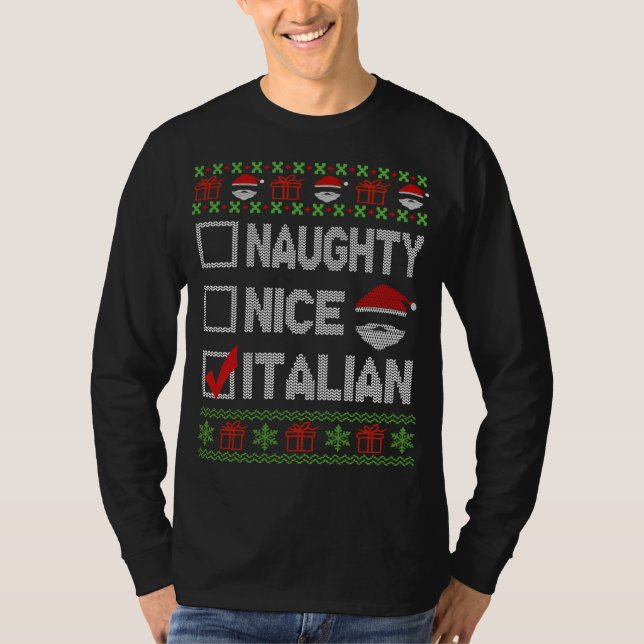 Naughty Nice Italian Xmas Santa Ugly Sweater Funny (Front)