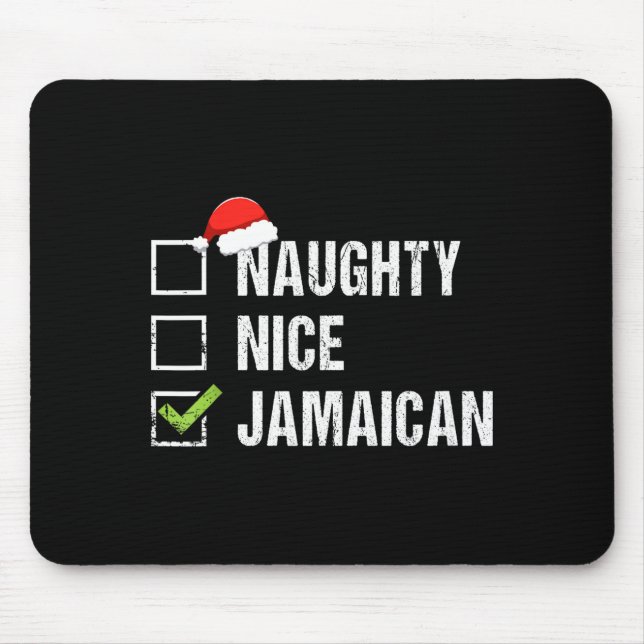 Naughty Nice Jamaican Shirt Santa Hat Christmas Gi Mouse Pad (Front)