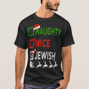 Naughty Nice Jewish Christmas Pajamas Funny Santa T-Shirt