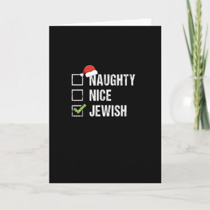 Naughty Nice Jewish Santa Christmas Card
