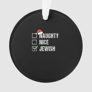 Naughty Nice Jewish Santa Christmas Ornament