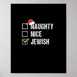 Naughty Nice Jewish Santa Christmas   Poster
