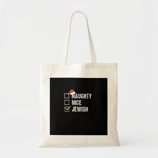 Naughty Nice Jewish Santa Christmas  Tote Bag (Front)