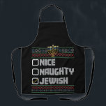 Naughty Nice Jewish Santa Ugly Christmas Hanukkah  Apron<br><div class="desc">Naughty Nice Jewish Santa Ugly Christmas Hanukkah</div>