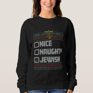 Naughty Nice Jewish Santa Ugly Christmas Hanukkah  Sweatshirt