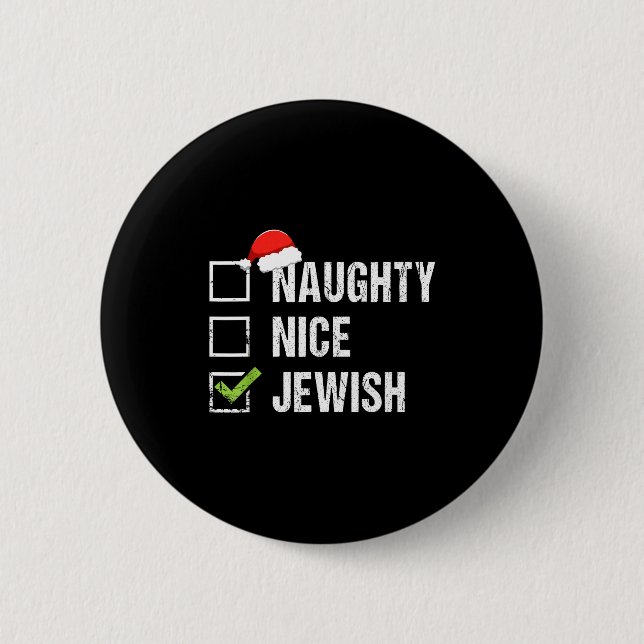 Naughty Nice Jewish Shirt Santa Jew Christmas Gift Button (Front)