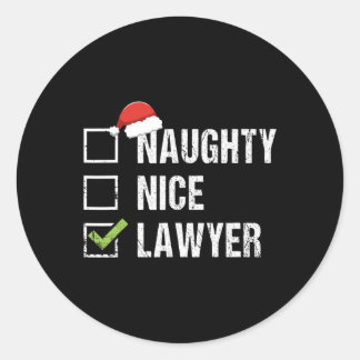 Naughty Nice Lawyer Santa Hat Law Christmas Gift Classic Round Sticker