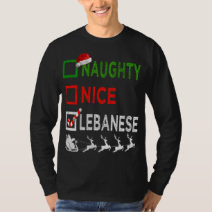 Naughty Nice Lebanese Christmas Pajamas Funny Sant T-Shirt