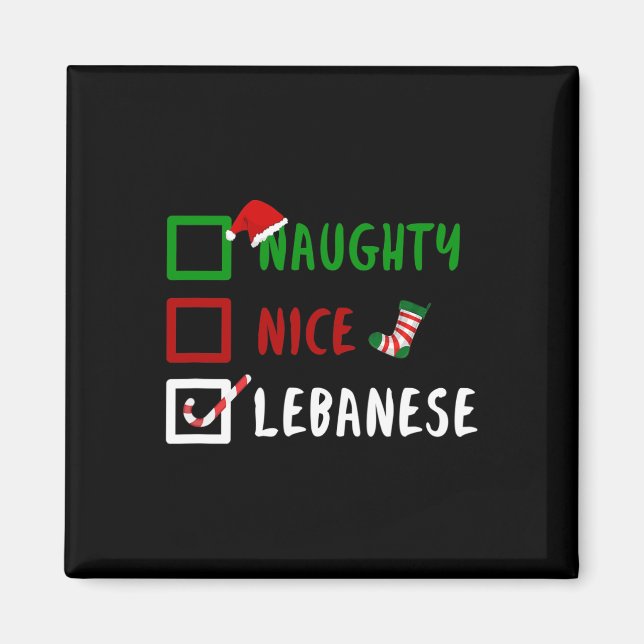 Naughty Nice Lebanese Funny Lebanon Christmas Sant Magnet (Front)