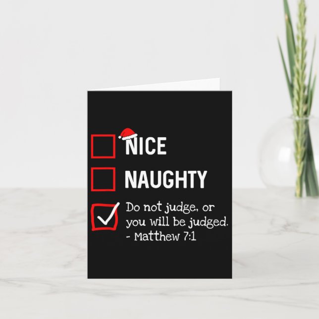 Naughty Nice List Funny Religious Christian Christ Card (Front)