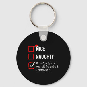 Naughty Nice List Funny Religious Christian Christ Keychain