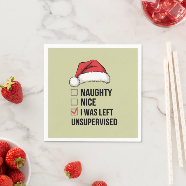 Naughty Nice List I Was Left Unsupervised Xmas Napkins (Insitu)