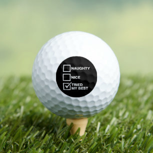 Naughty Nice List Tried My Best Santa Funny Xmas Golf Balls