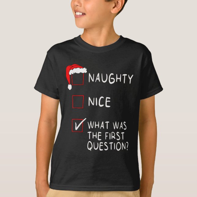 Naughty Nice List What Was The Question Men Women  T-Shirt (Front)