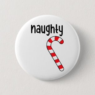 Naughty Nice Matching Couples Christmas Pajamas Button