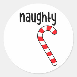 Naughty Nice Matching Couples Christmas Pajamas  Classic Round Sticker