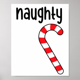Naughty Nice Matching Couples Christmas Pajamas Poster