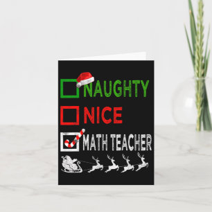 Naughty Nice Math Teacher Christmas Pajamas Funny  Card