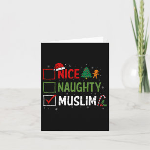 Naughty Nice Muslim Christmas Pajamas Santa Claus Card