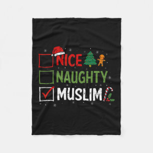 Naughty Nice Muslim Christmas Pajamas Santa Claus  Fleece Blanket