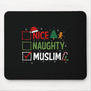 Naughty Nice Muslim Christmas Pajamas Santa Claus Mouse Pad