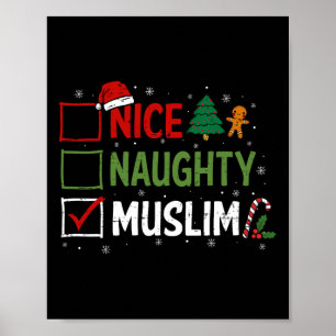 Naughty Nice Muslim Christmas Pajamas Santa Claus  Poster