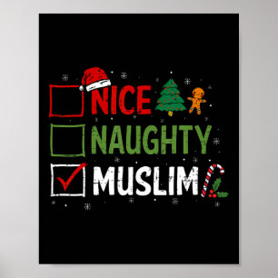 Naughty Nice Muslim Christmas Pajamas Santa Claus  Poster