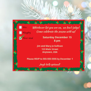 Naughty Nice Never mind Holiday Invitation