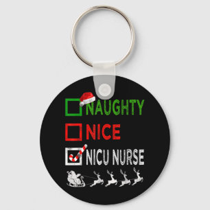 Naughty Nice Nicu Nurse Christmas Pajamas Funny Sa Keychain