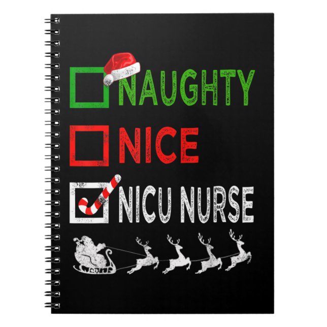 Naughty Nice Nicu Nurse Christmas Pajamas Funny Sa Notebook (Front)