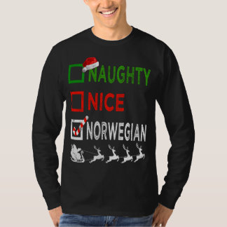 Naughty Nice Norwegian Christmas Pajamas Funny San T-Shirt