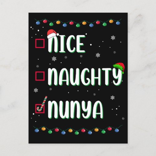 Naughty Nice Nunya Business Santas Xmas List Fun Postcard