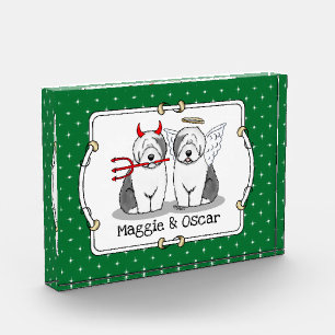 Naughty & Nice Old English Sheepdogs (Gray 1) Acrylic Award