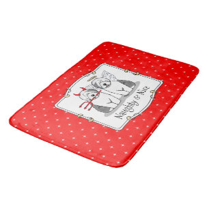 Naughty & Nice Old English Sheepdogs (Gray 1) Bath Mat