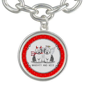 Naughty & Nice Old English Sheepdogs (Gray 1) Bracelet