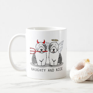 Naughty & Nice Old English Sheepdogs (Gray 1) Coffee Mug