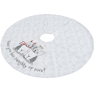 Naughty & Nice Old English Sheepdogs (Gray 1) Fleece Tree Skirt