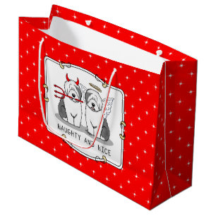 Naughty & Nice Old English Sheepdogs (Gray 1) Large Gift Bag