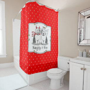 Naughty & Nice Old English Sheepdogs (Gray 1) Shower Curtain