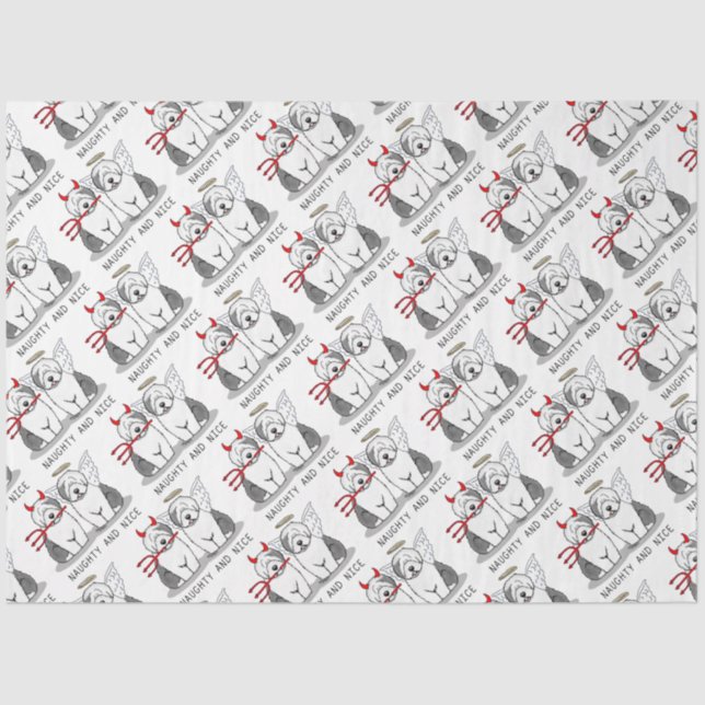 Naughty & Nice Old English Sheepdogs (Gray 1) Tissue Paper (Front)