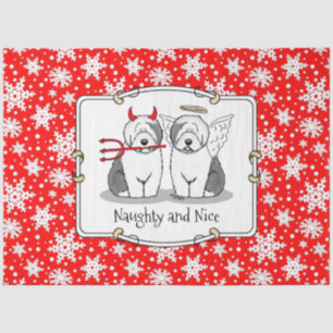 Naughty & Nice Old English Sheepdogs (Gray 1) Tissue Paper