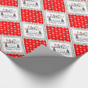 Naughty & Nice Old English Sheepdogs (Gray 1) Wrapping Paper